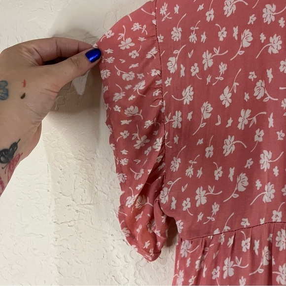 Petal And Pup Poppy Floral Tiered Baby Doll Mini Dress in Pink - Picture 7 of 12